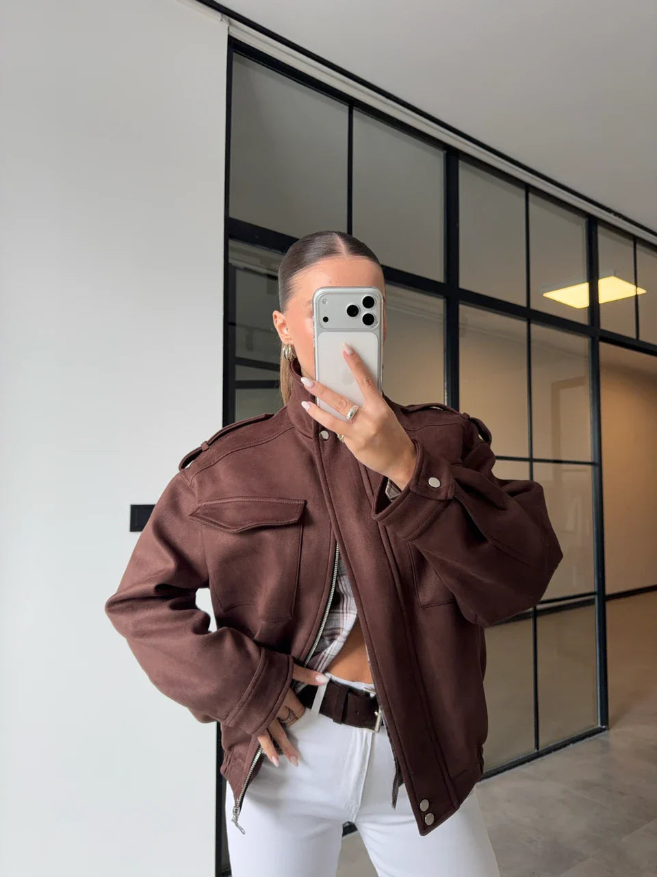 Manteau BO en daim - Marron