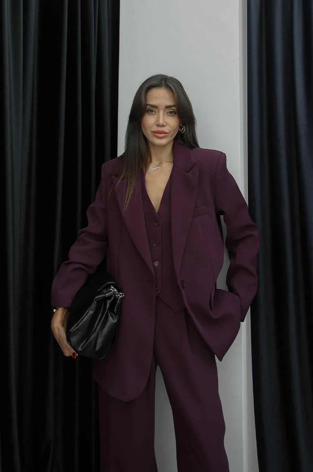 Ensemble Tailleur KOGE en tissu - Mauve foncé