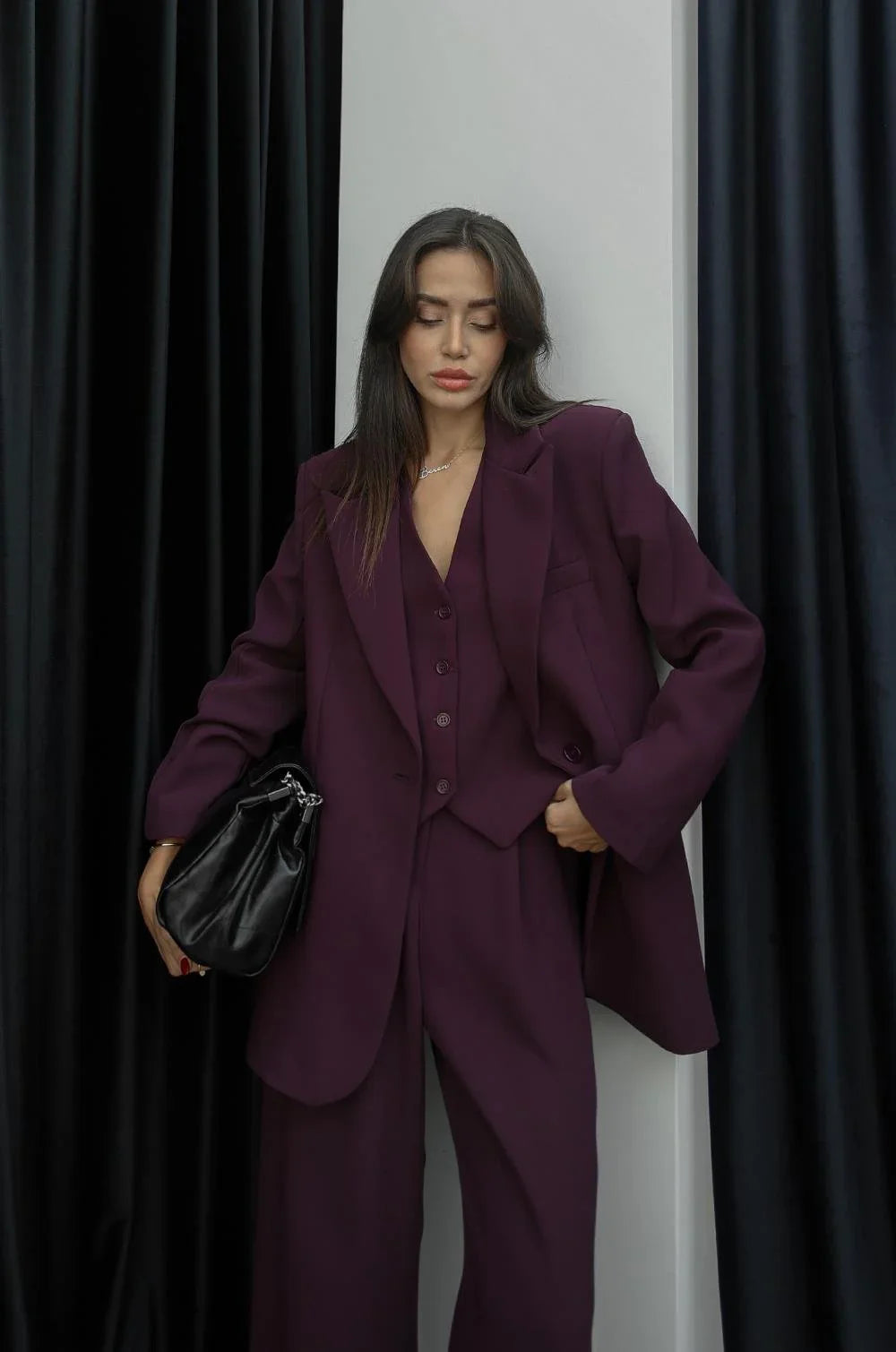 Ensemble Tailleur KOGE en tissu - Mauve foncé