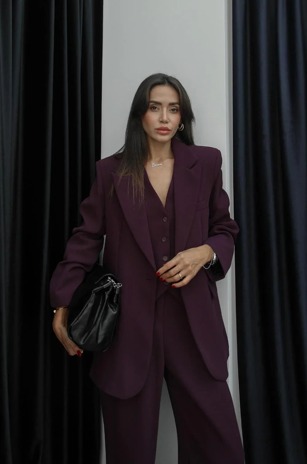 Ensemble Tailleur KOGE en tissu - Mauve foncé