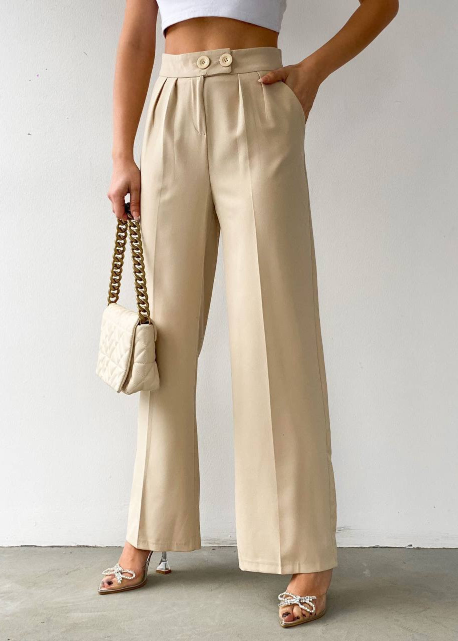 Pantalon OOKE en tissu - Crème
