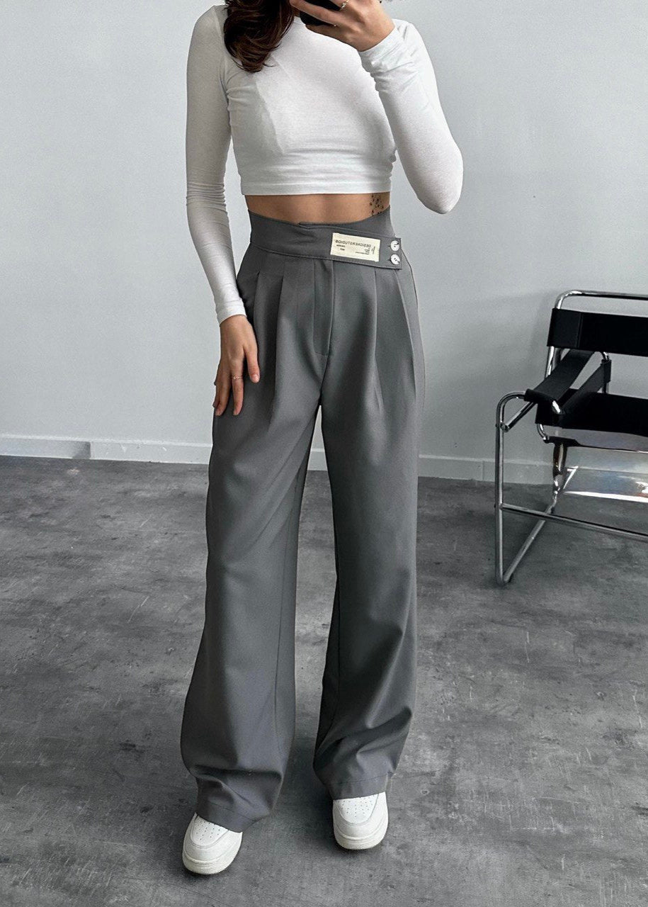 Pantalon DITLE en tissu - Gris anthracite