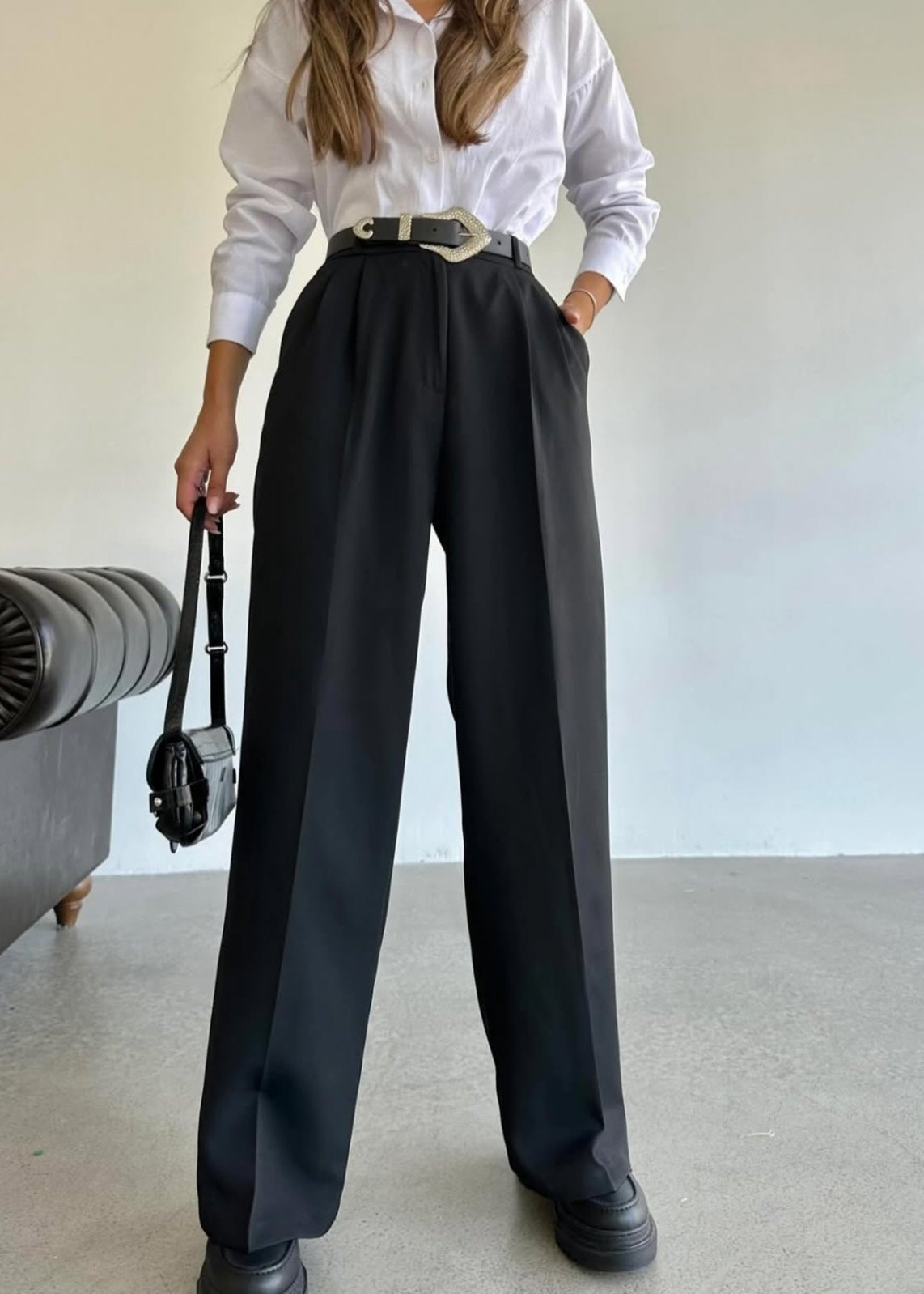 Pantalon ANTON en tissu - Noir