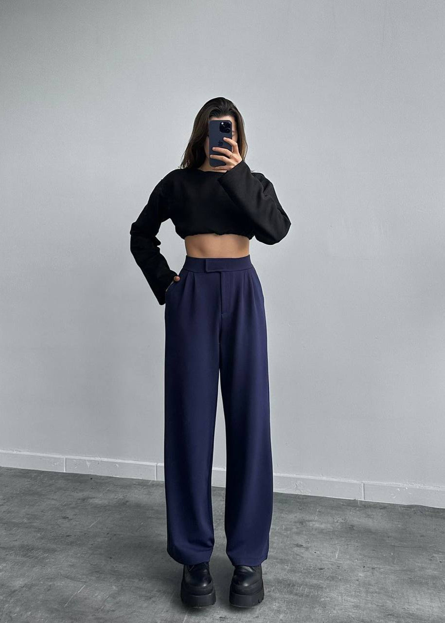 Pantalon LAGOM en tissu - Bleu marine