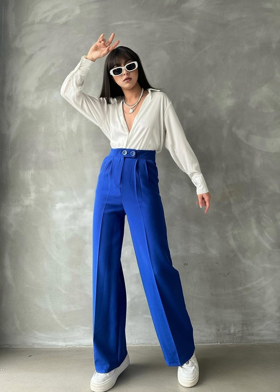 Pantalon JOAR en tissu - Bleu roi