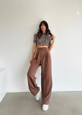 Pantalon HOGIL en tissu - Marron