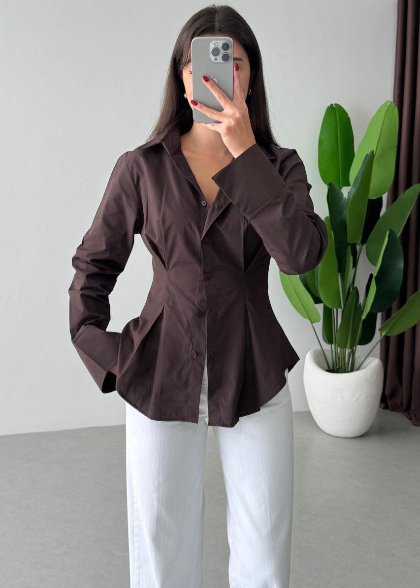 Blouse XJAL en coton - Chocolat