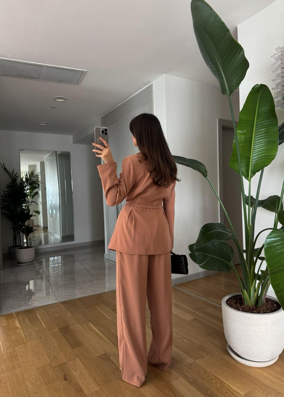 Ensemble Tailleur KALVOR en tissu - Terracotta