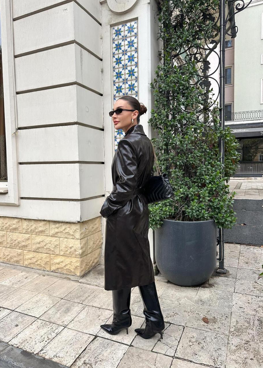 Manteau KNGMAR en similicuir - Marron foncé