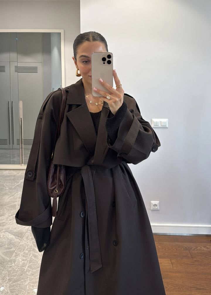 Manteau WIGURD en tissu - Marron foncé