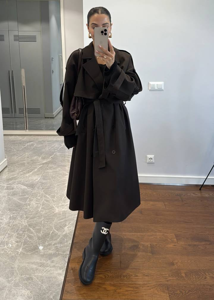 Manteau WIGURD en tissu - Marron foncé
