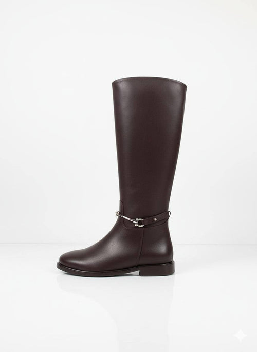Bottes QORM en similicuir - Marron foncé