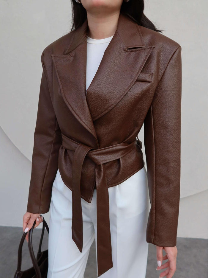 Manteau PORM en similicuir - Marron