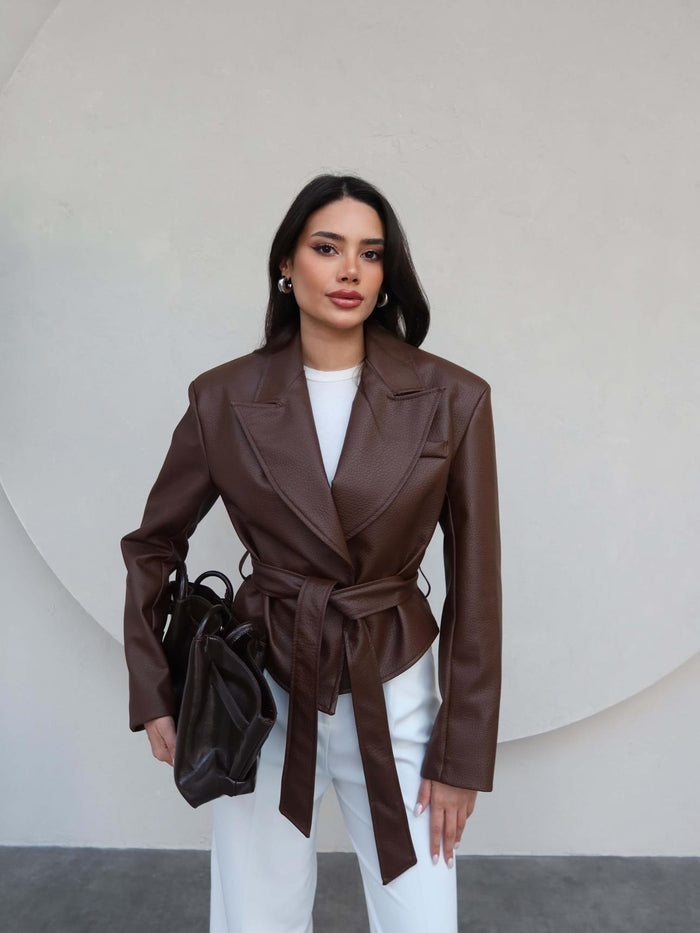 Manteau PORM en similicuir - Marron