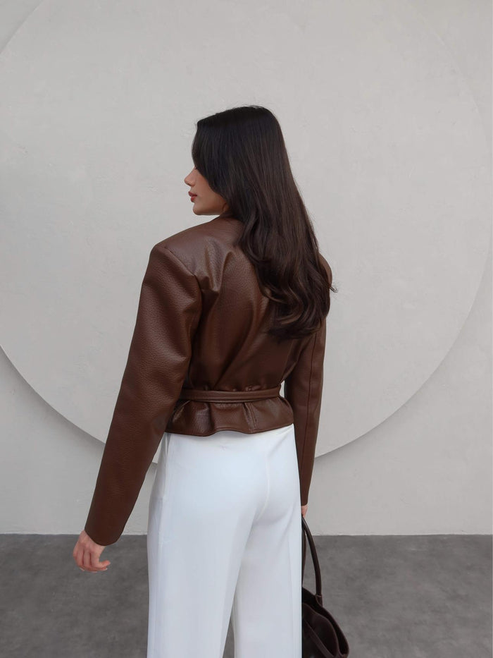 Manteau PORM en similicuir - Marron