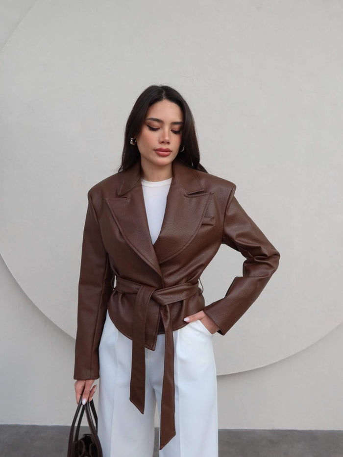 Manteau PORM en similicuir - Marron